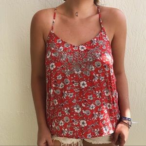 ✨ Hollister orange flower tank top✨